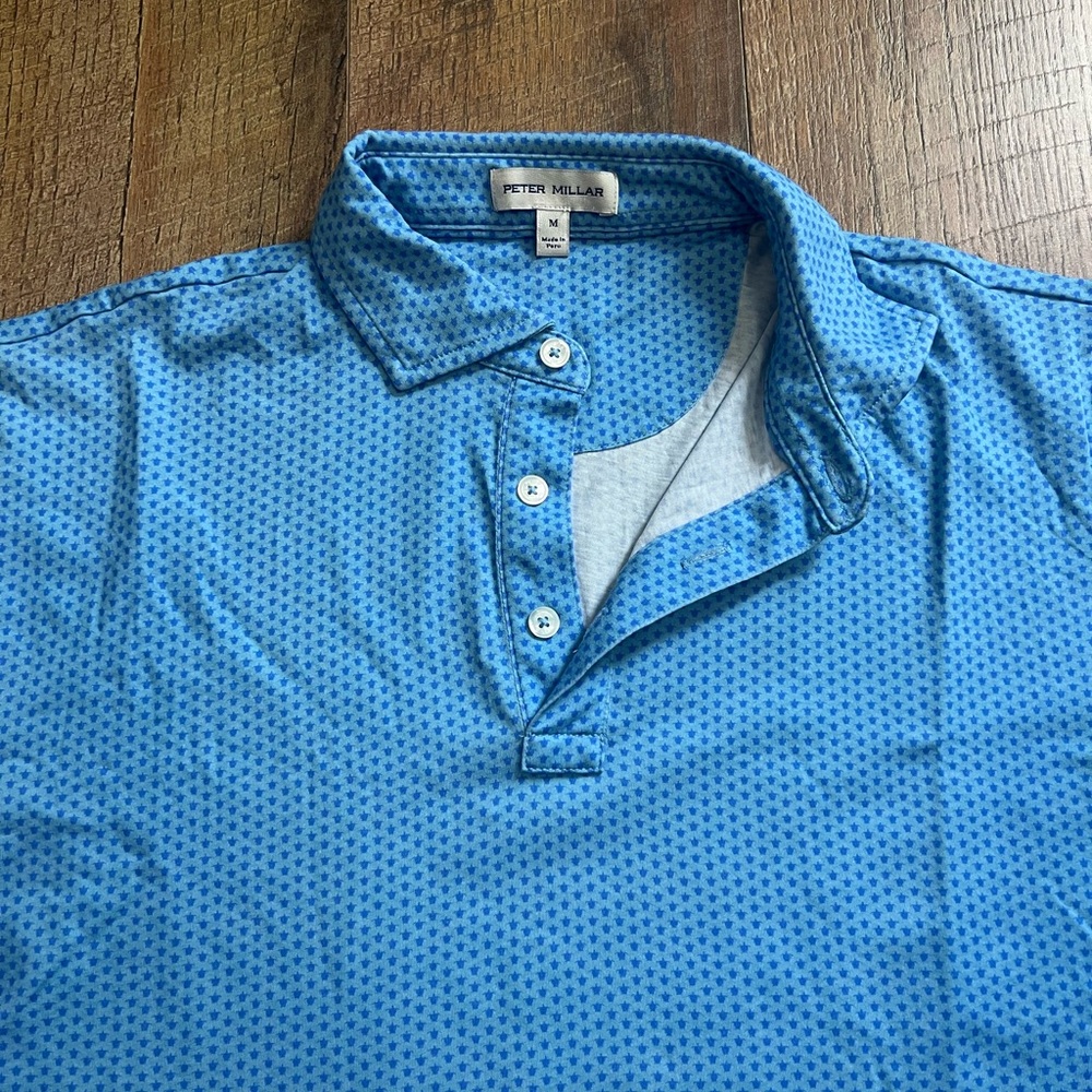 Peter Millar Light Blue Patterned Casual Shirt - image 4